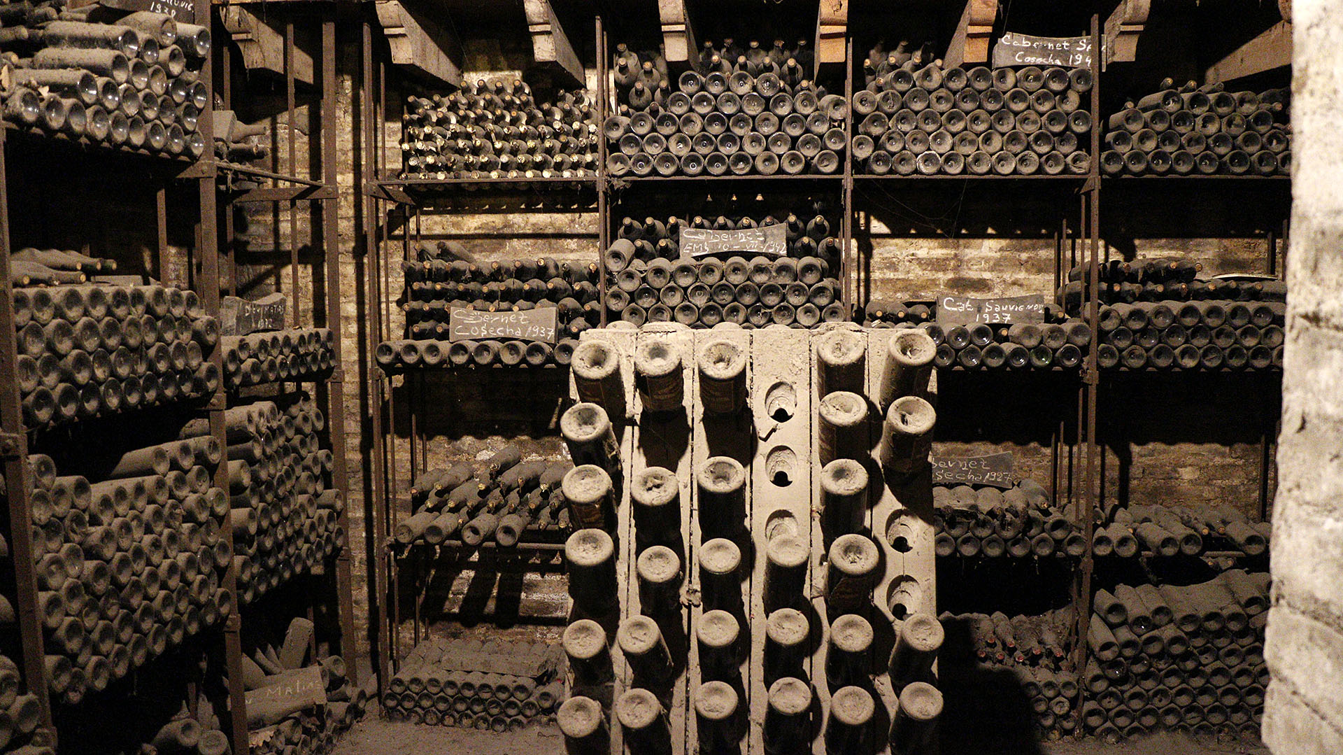 Cava histórica de botellas de Cousiño Macul